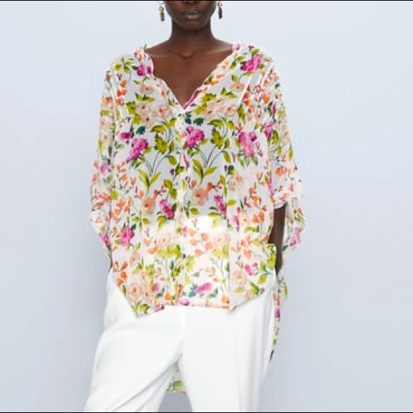 Zara Tops Zara Floral Blouse Poshmark